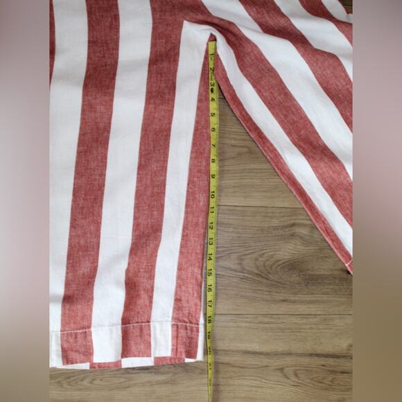 Madewell Huston Wide Leg Linen Crop Pants Red White Stripe Linen Pull-On Small - Picture 8 of 9